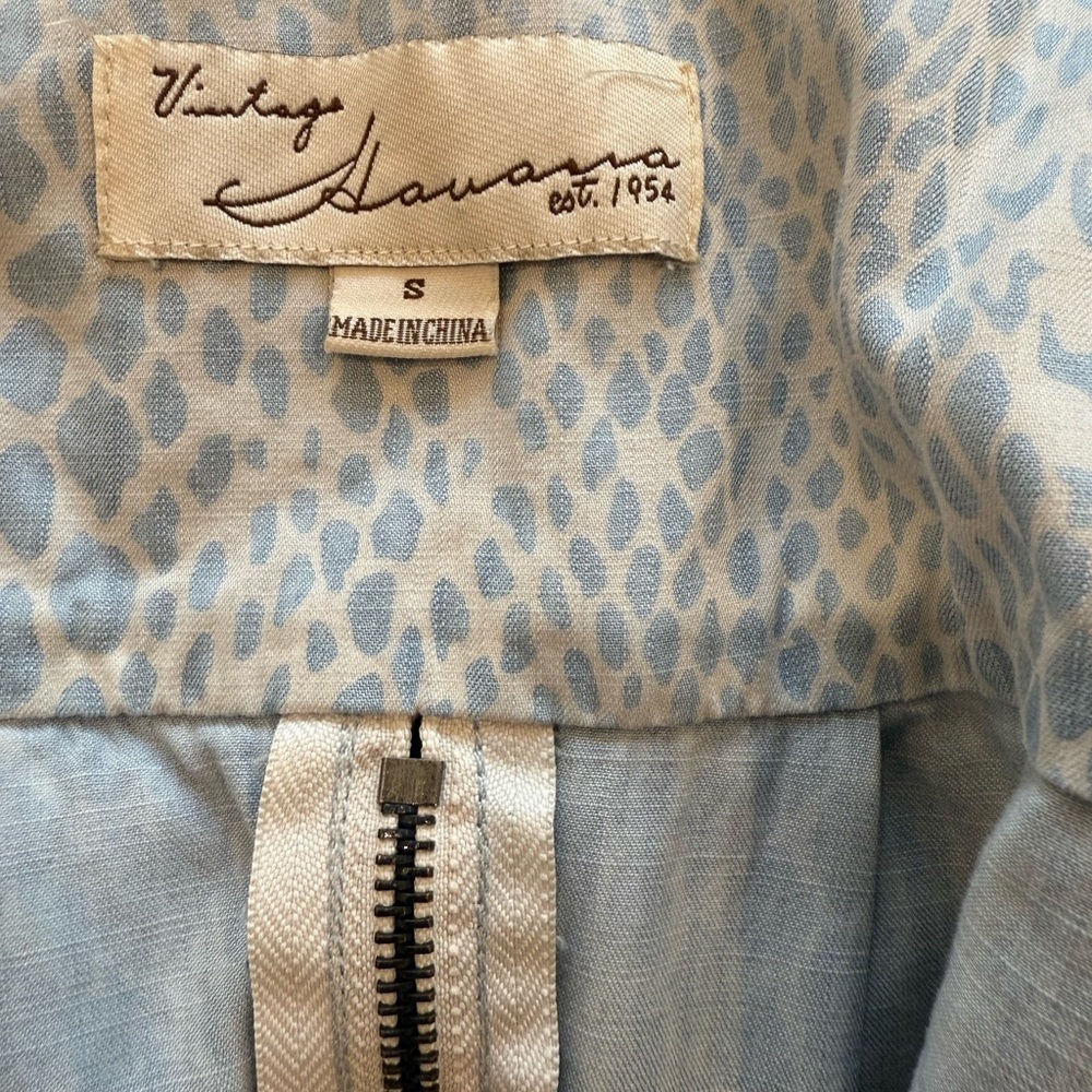 Vintage Havana Light Blue Animal Print Zip Back Button Up Shirt Size S - Picture 5 of 10